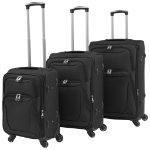 3 pz Set di Valigie Trolley Morbide Nere