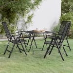 Set da Pranzo per Giardino 5pz Rete Metallica Espansa Antracite