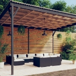 Set Divani da Giardino 9 pz con Cuscini in Polyrattan Nero