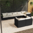 Set Divani da Giardino 8 pz con Cuscini in Polyrattan Nero