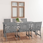 Set Pranzo da Giardino 7 pz in Legno Massello di Acacia Grigio