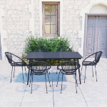 Set da Pranzo da Giardino 7 pz in Rattan PVC Nero