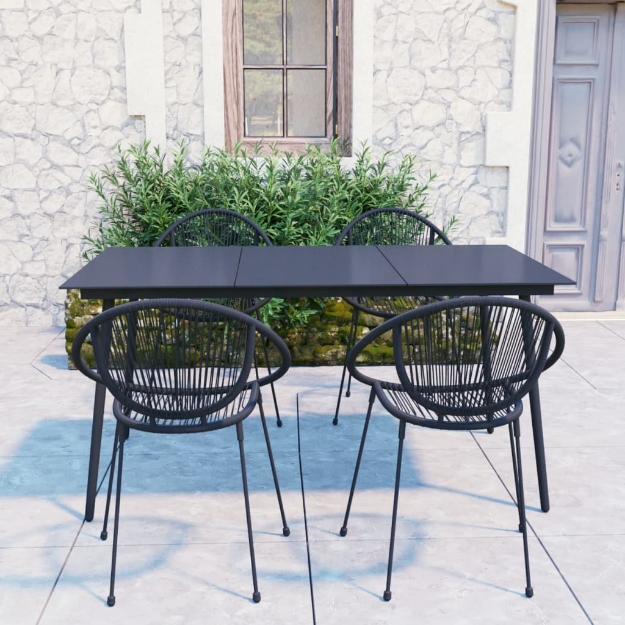 Set da Pranzo da Giardino 5 pz in Rattan PVC Nero