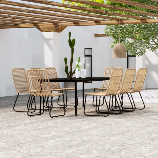 Set da Pranzo per Giardino97 pz con Cuscini Rovere