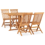 Set da Pranzo da Giardino 5 pz Pieghevole in Massello di Teak