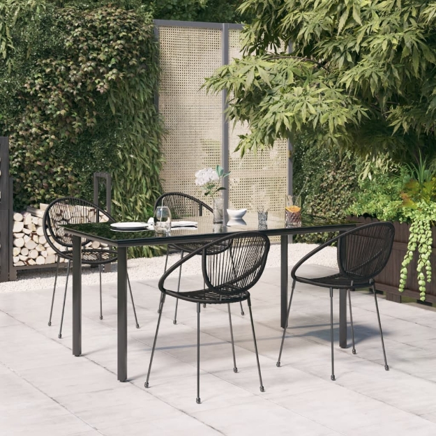 Set da Pranzo da Giardino 5 pz Nero in Rattan PVC