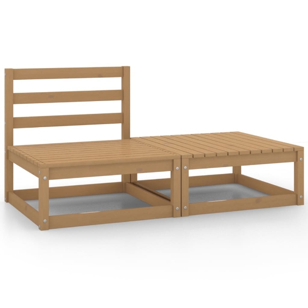 Set Divani da Giardino 2 pz Miele in Legno Massello di Pino