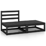 Set Divani da Giardino 2 pz Nero in Legno Massello di Pino