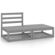 Set Divani da Giardino 2 pz Grigio in Legno Massello di Pino