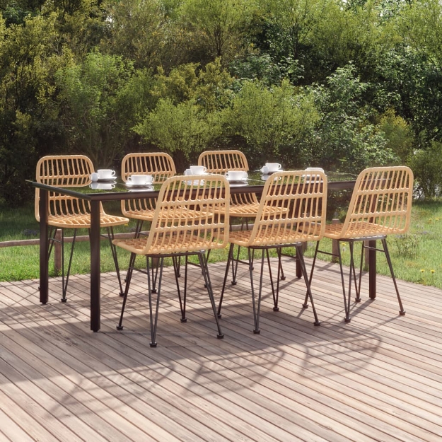 Set da Pranzo da Giardino 7 pz in Polyrattan