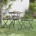 Set da Pranzo per Giardino 3pz Rete Metallica Espansa Antracite