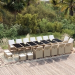 Set da Pranzo per Giardino 19pz con Cuscini in Polyrattan Beige