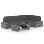 Set Divani da Giardino 5 pz con Cuscini in Polyrattan Grigio