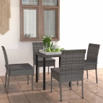 Set da Pranzo da Giardino 5 pz in Polyrattan Grigio