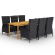 Set da Pranzo da Giardino 7 pz Nero