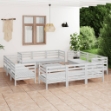Set Divani da Giardino 13 pz Bianco in Legno Massello di Pino