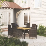 Set Mobili da Giardino 7 pz con Cuscini in Polyrattan Nero