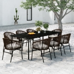 Set Mobili da Pranzo da Giardino 9 pz Marrone