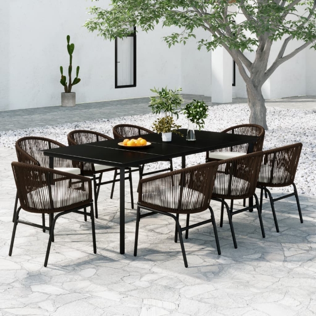 Set Mobili da Pranzo da Giardino 9 pz Marrone