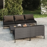 Set Divani Giardino 6 pz con Cuscini in Polyrattan Grigio Scuro