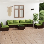 Set Divani da Giardino 7 pz con Cuscini in Polyrattan Marrone