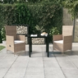 Set da Pranzo da Giardino Beige 3 pz con Cuscini