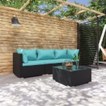 Set Divani da Giardino 4 pz con Cuscini in Polyrattan Nero