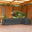 Set Divani da Giardino 5 pz con Cuscini in Polyrattan Grigio