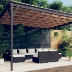 Set Divani da Giardino 9 pz con Cuscini in Polyrattan Nero