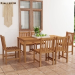 Set da Pranzo per Esterni 7 pz in Legno Massello di Teak