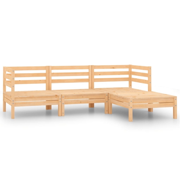 Set Divani da Giardino 4 pz in Legno Massello di Pino