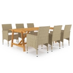 Set Mobili da Pranzo per Giardino 7 pz Beige