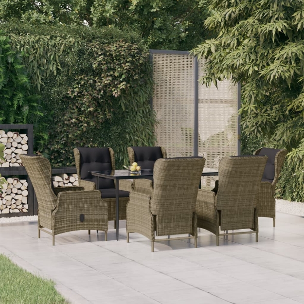 Set da Pranzo da Giardino 7 pz Marrone in Polyrattan