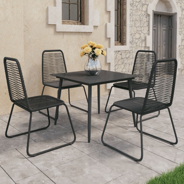 Set da Pranzo da Giardino 5 pz in Rattan PVC Nero