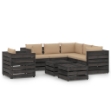 Set Divani da Giardino con Cuscini 8 pz Legno Impregnato Grigio