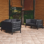 Set Divani da Giardino 6 pz con Cuscini Legno di Pino