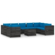 Set Divani da Giardino con Cuscini 10pz Legno Impregnato Grigio