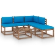 Set Divani Giardino su Pallet 6 pz con Cuscini Pino Impregnato