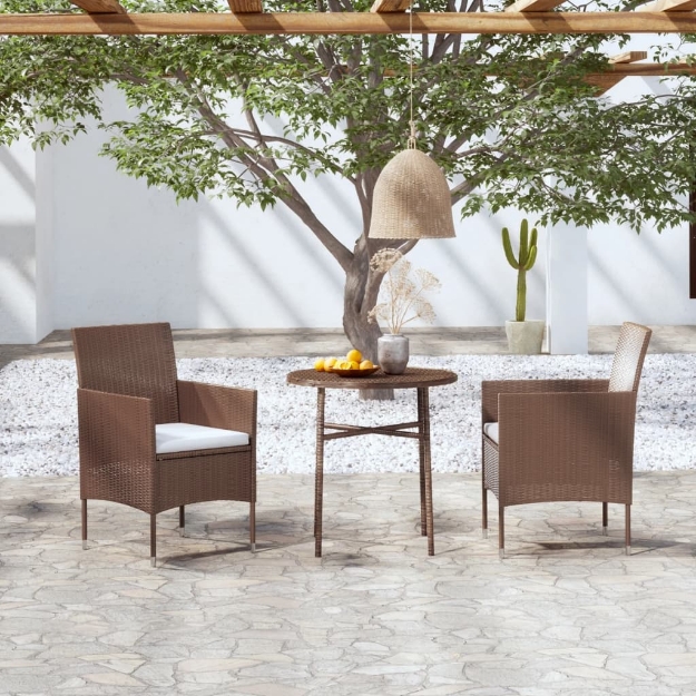 Set Mobili da Pranzo per Giardino 3 pz in Polyrattan Marrone