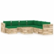 Set Divani da Giardino con Cuscini 9 pz Legno Impregnato Verde