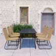 Set da Pranzo da Giardino 7 pz in Polyrattan e Vetro