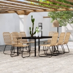 Set da Pranzo per Giardino 9 pz con Cuscini Rovere