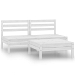 Set Divani da Giardino 3 pz in Legno Massello di Pino Bianco