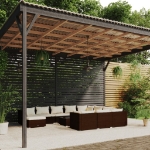 Set Divani da Giardino 12 pz con Cuscini in Polyrattan Marrone