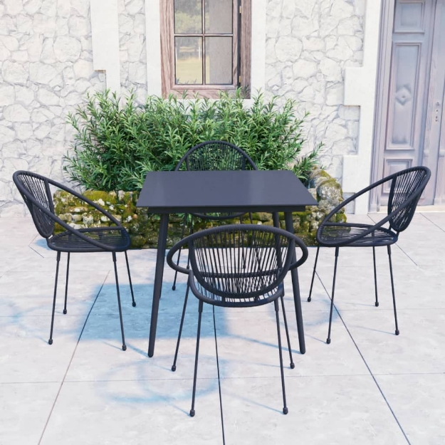 Set da Pranzo da Giardino 5 pz in Rattan PVC Nero