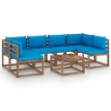 Set Divani Giardino su Pallet 7 pz con Cuscini Pino Impregnato