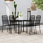 Set Mobili da Pranzo per Giardino 5 pz Nero