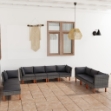 Set Divani da Giardino 10 pz con Cuscini in Polyrattan Grigio