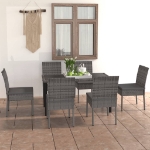 Set da Pranzo da Giardino 7 pz in Polyrattan Grigio