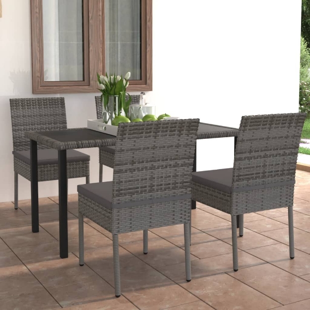 Set da Pranzo da Giardino 5 pz in Polyrattan Grigio